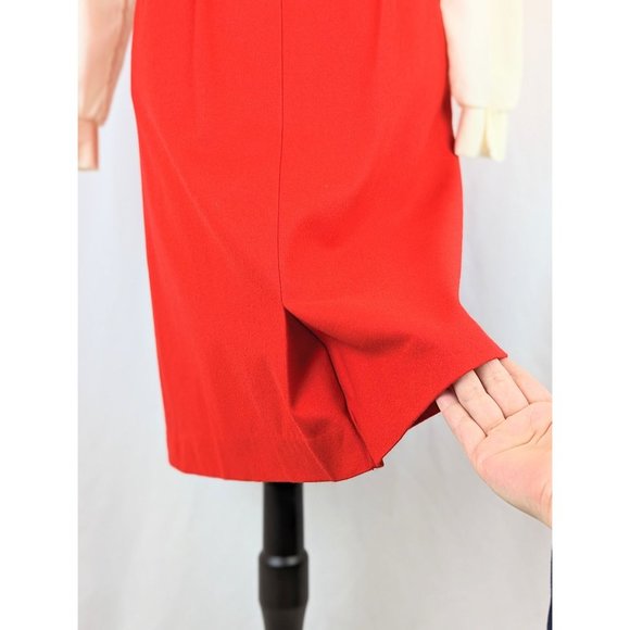 Women's Red Virgin Wool Straight Skirt Sz 10 Pendleton 1980s Office Midi Skirt - Picture 10 of 10